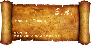 Sommer Ahmed névjegykártya